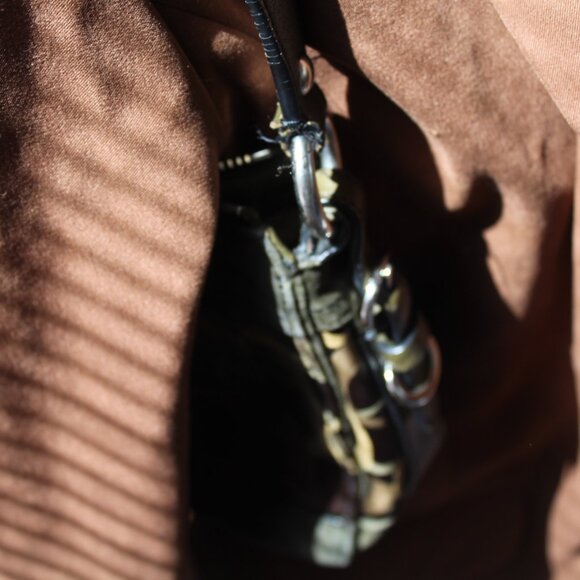 Y2K Vintage Coach Olive Green Suede Handbag Authentic - Picture 2 of 4